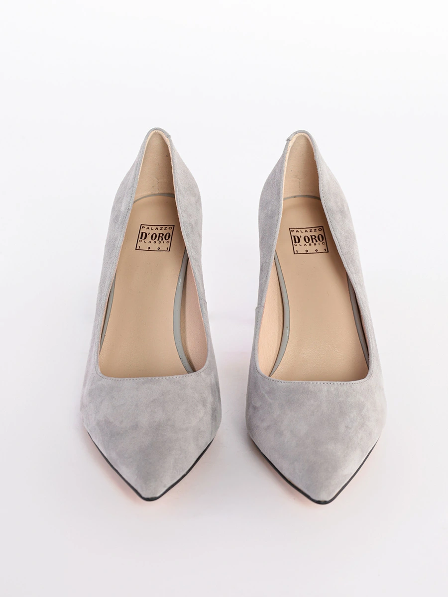 Туфли-лодочки серого цвета из натурального велюра